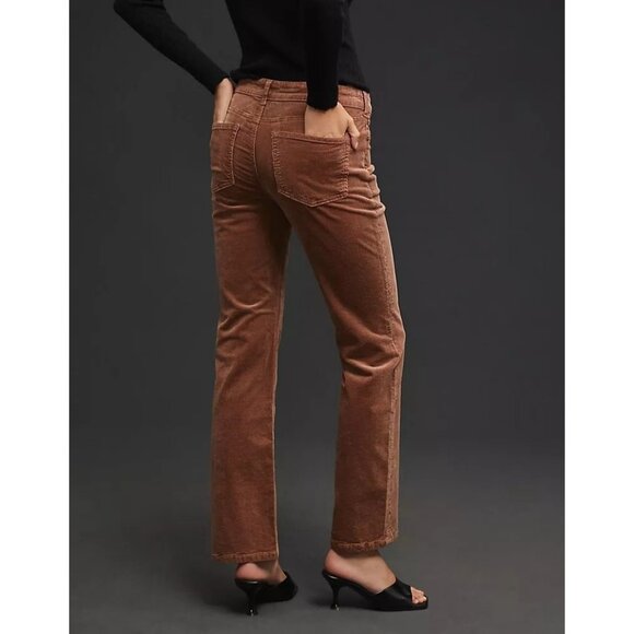 Anthropologie Pilcro The Yaya Rust Orange Corduroy Crop Flared Pants Size 26 - Picture 2 of 16